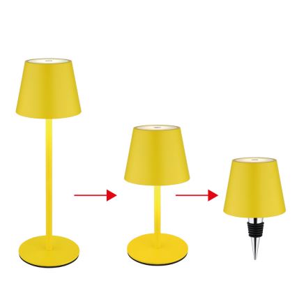 Globo - LED dæmpbar berøringsbetjent genopladelig udendørs bordlampe 3-i-1 LED/3W/5V 3000/4000/5000K IP54 1800 mAh gul