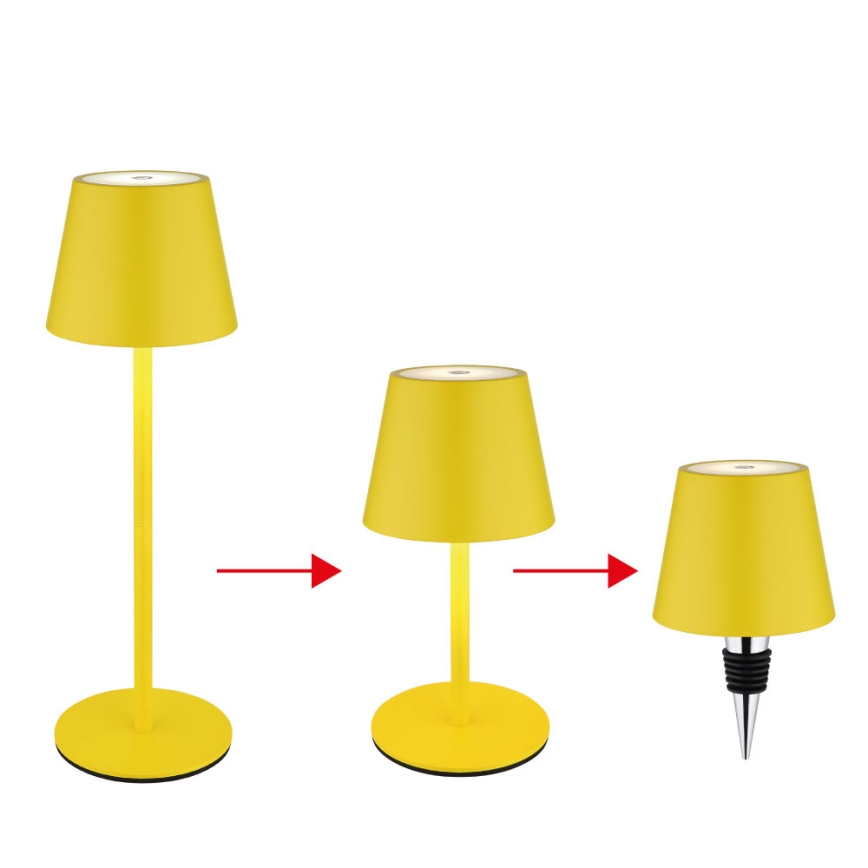 Globo - LED dæmpbar berøringsbetjent genopladelig udendørs bordlampe 3-i-1 LED/3W/5V 3000/4000/5000K IP54 1800 mAh gul