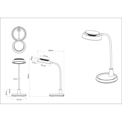 Globo - Dæmpbar berøringsbetjent LED-bordlampe LED/12W/230V 3000/4000/6500K hvid