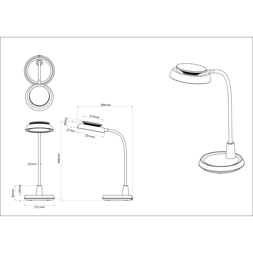 Globo - Dæmpbar berøringsbetjent LED-bordlampe LED/12W/230V 3000/4000/6500K hvid