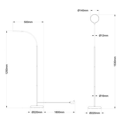 Globo - Dæmpbar LED-gulvlampe med berøringsstyring LED/8W/230V 2700K/4000K/6500K sort