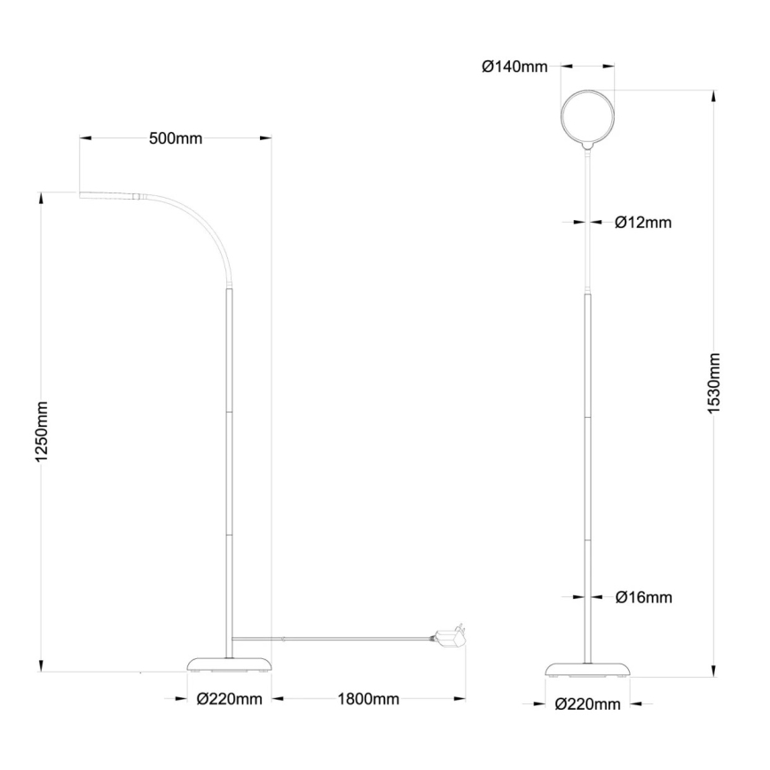 Globo - Dæmpbar LED-gulvlampe med berøringsstyring LED/8W/230V 2700K/4000K/6500K sort