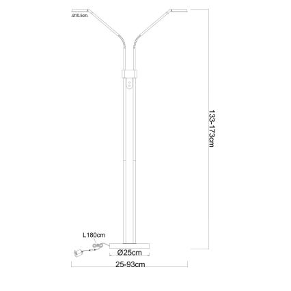 Globo - Dæmpbar LED-gulvlampe 2xLED/6,5W/230V 2700/3350/4000K beige
