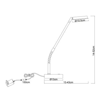 Globo - LED Dæmpbar berøringsbetjent bordlampe LED/6,5W/230V 2700/3350/4000K mat krom