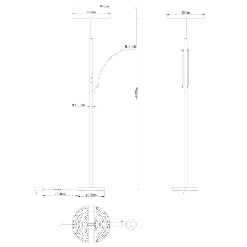Globo - Dæmpbar LED-gulvlampe LED/40W/230V + LED/5,5W 2700/4000/6000K sort