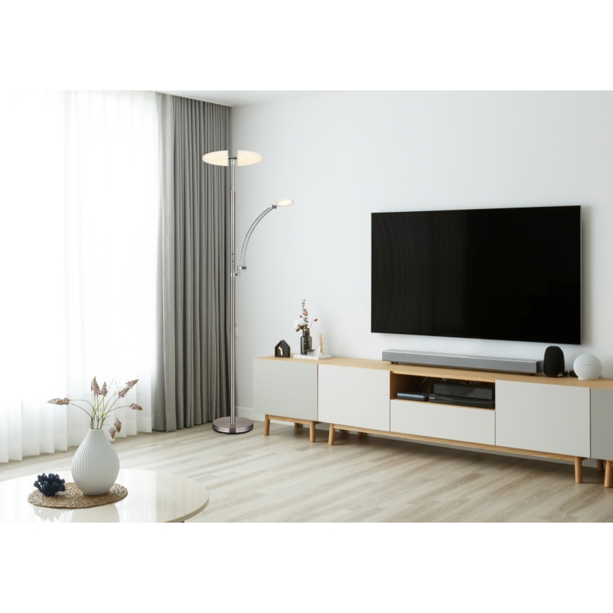 Globo - Dæmpbar LED-gulvlampe LED/40W/230V + LED/5,5W 2700/4000/6000K mat krom