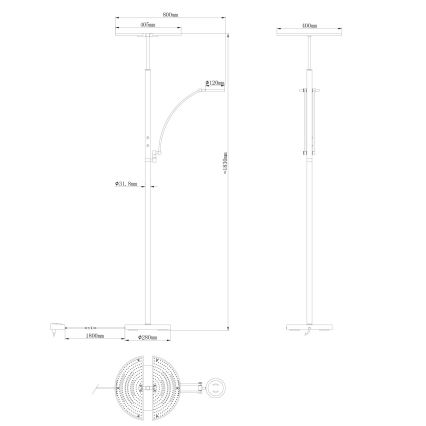 Globo - Dæmpbar LED-gulvlampe LED/40W/230V + LED/5,5W 2700/4000/6000K mat krom
