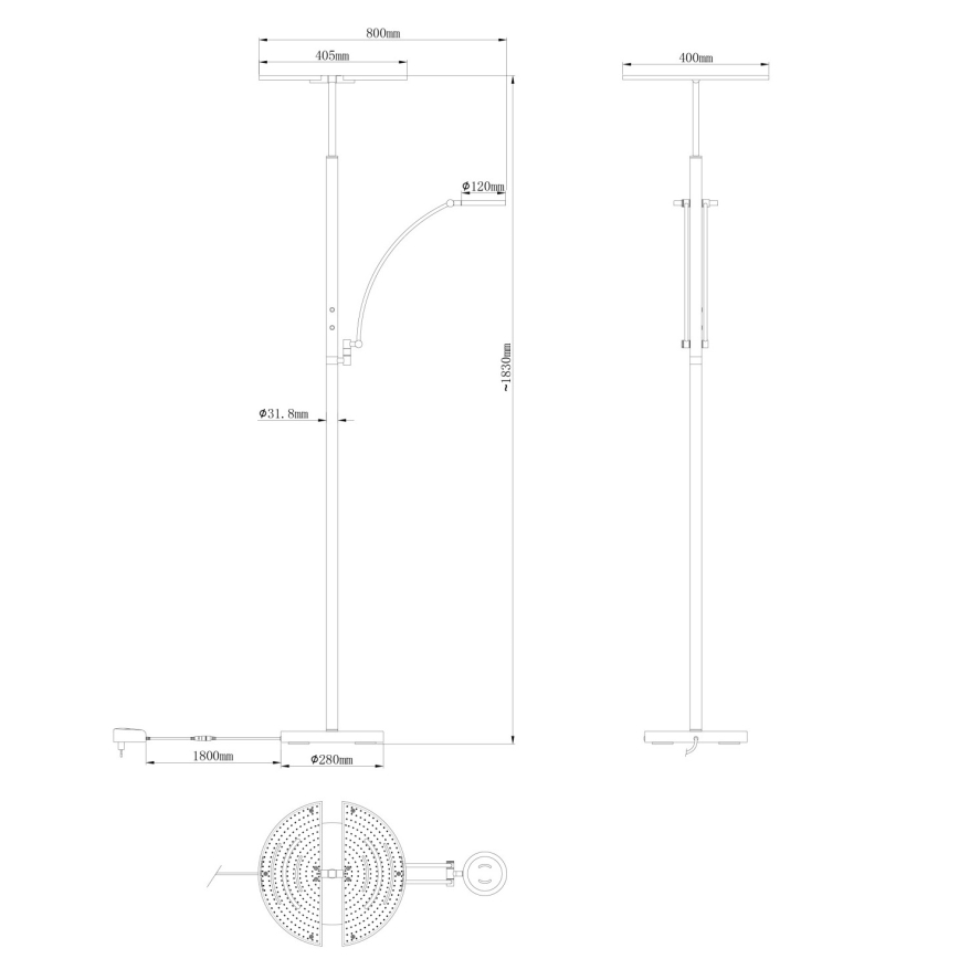 Globo - Dæmpbar LED-gulvlampe LED/40W/230V + LED/5,5W 2700/4000/6000K mat krom