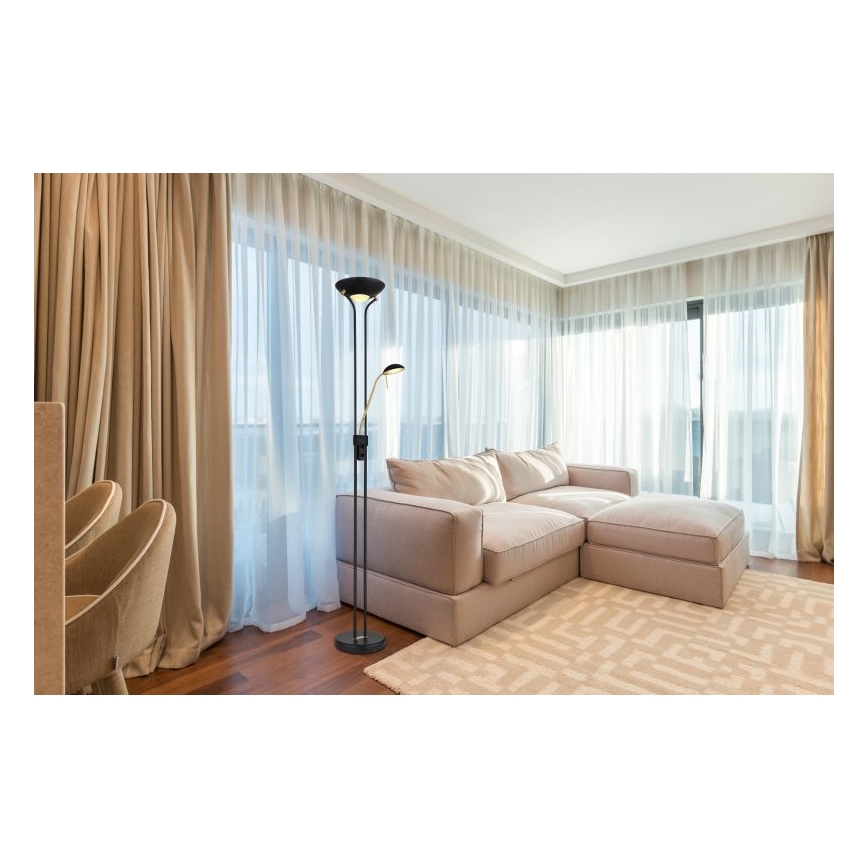 Globo - LED Dæmpbar Gulvlampe LED/20W/230V + LED/5,5W 3000K sort/guld