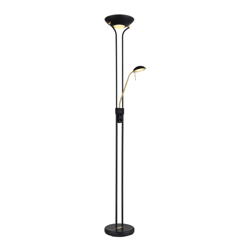 Globo - LED gulvlampe dæmpbar LED/20W/230V + LED/5,5W 3000K sort/guldfarvet