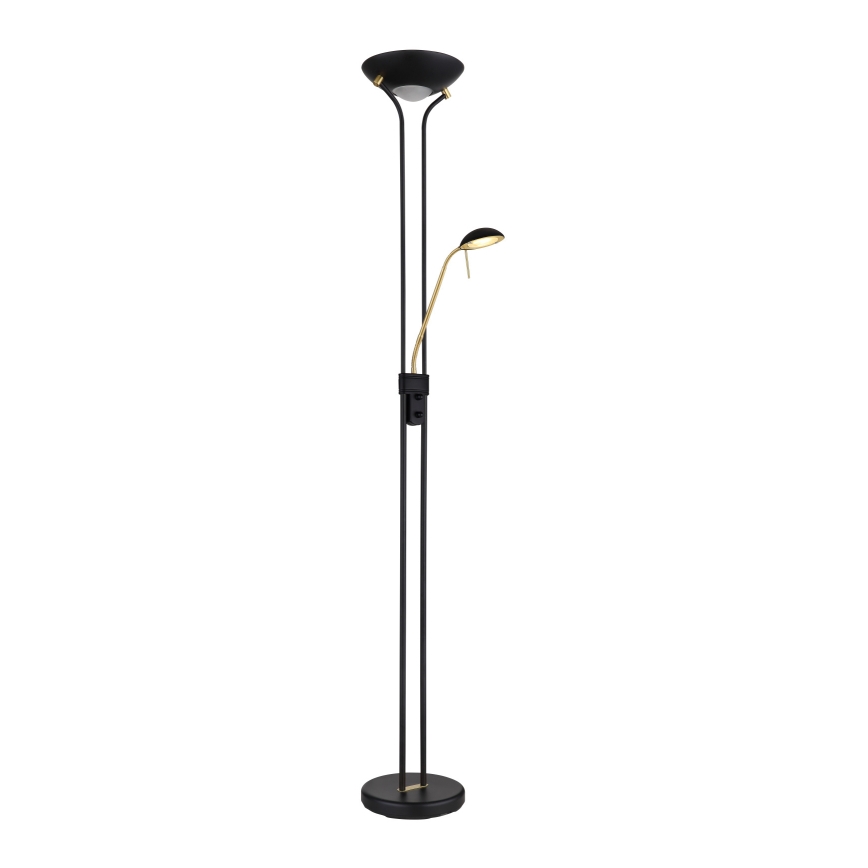 Globo - LED gulvlampe dæmpbar LED/20W/230V + LED/5,5W 3000K sort/guldfarvet