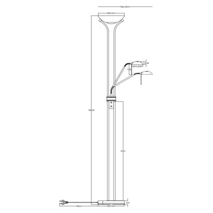 Globo - LED gulvlampe dæmpbar LED/20W/230V + LED/5,5W 3000K sort/guldfarvet