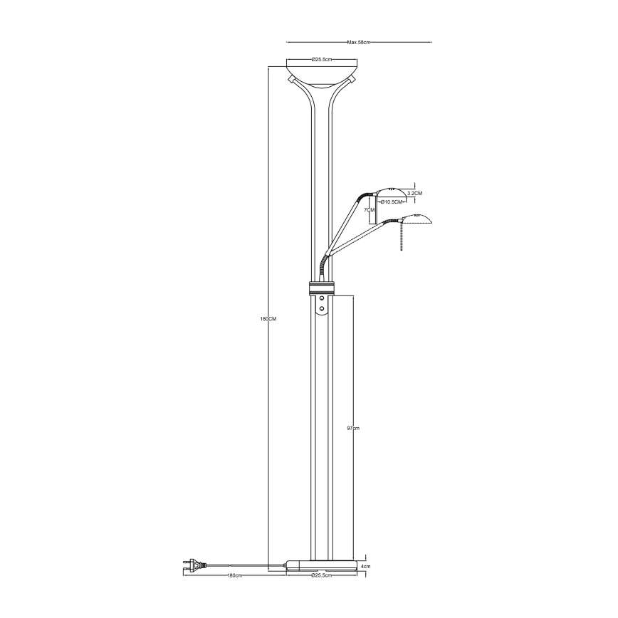 Globo - LED gulvlampe dæmpbar LED/20W/230V + LED/5,5W 3000K sort/guldfarvet