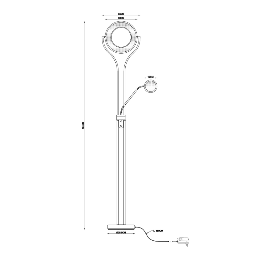 Globo - Dæmpbar LED-gulvlampe LED/20W/230V + LED/4W 3000K sort