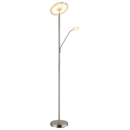 Globo - LED dæmpbar gulvlampe LED/28W/230V + LED/5W 3000K blank krom