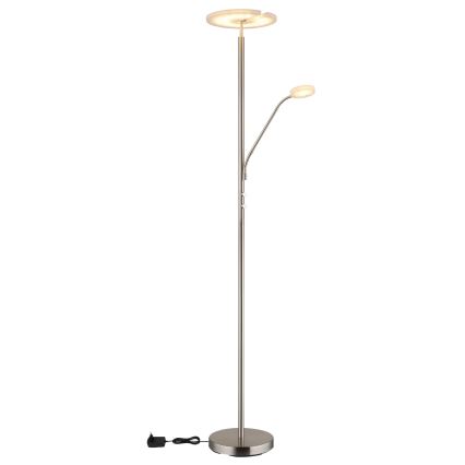 Globo - LED dæmpbar gulvlampe LED/28W/230V + LED/5W 3000K blank krom