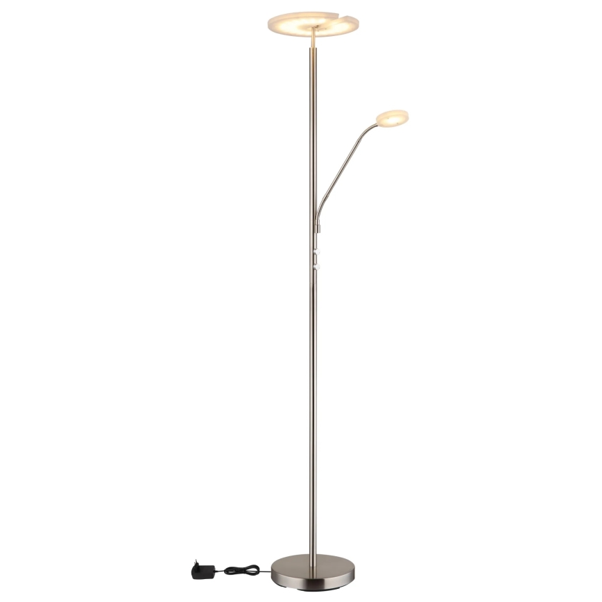 Globo - LED dæmpbar gulvlampe LED/28W/230V + LED/5W 3000K blank krom