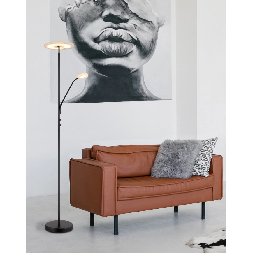 Globo - Dæmpbar LED-gulvlampe LED/28W/230V + LED/5W 3000K sort