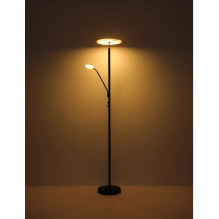 Globo - Dæmpbar LED-gulvlampe LED/28W/230V + LED/5W 3000K sort