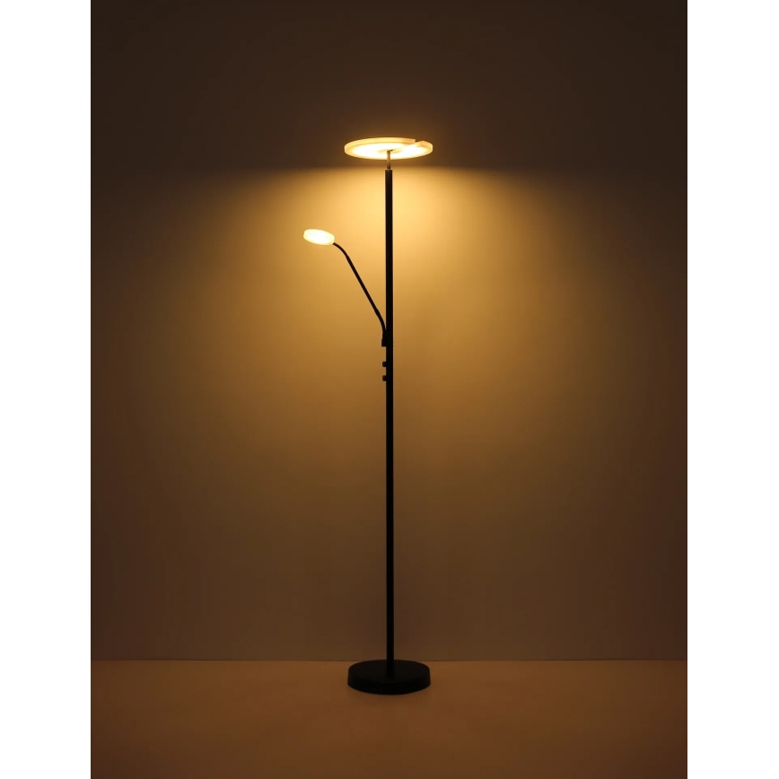 Globo - Dæmpbar LED-gulvlampe LED/28W/230V + LED/5W 3000K sort