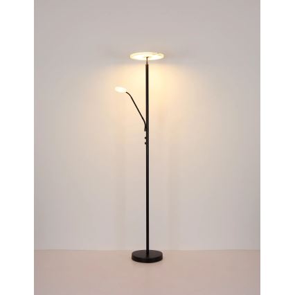 Globo - Dæmpbar LED-gulvlampe LED/28W/230V + LED/5W 3000K sort