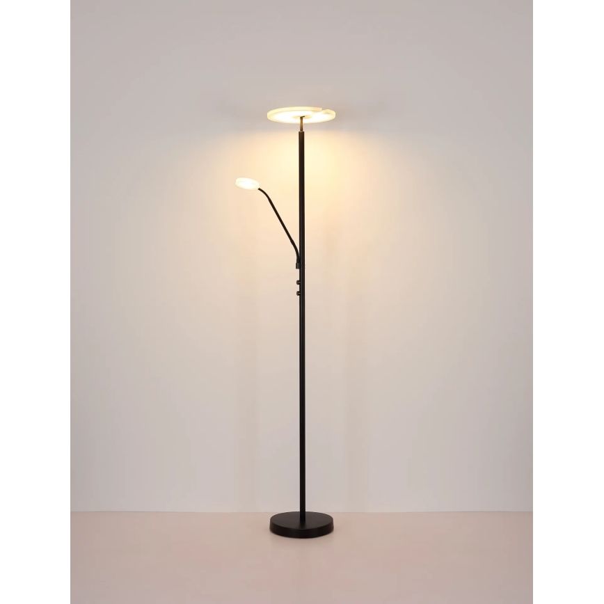 Globo - Dæmpbar LED-gulvlampe LED/28W/230V + LED/5W 3000K sort