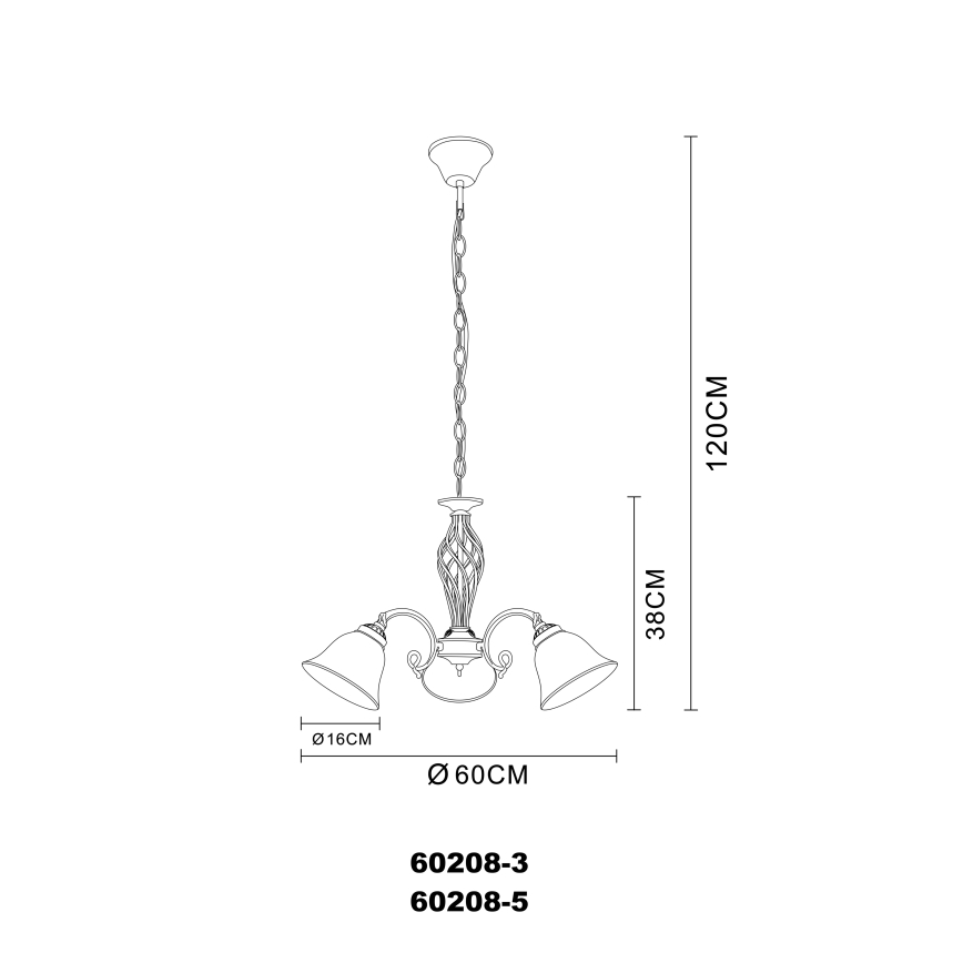 Globo - Pendel m. kædeophæng 3xE27/60W/230V