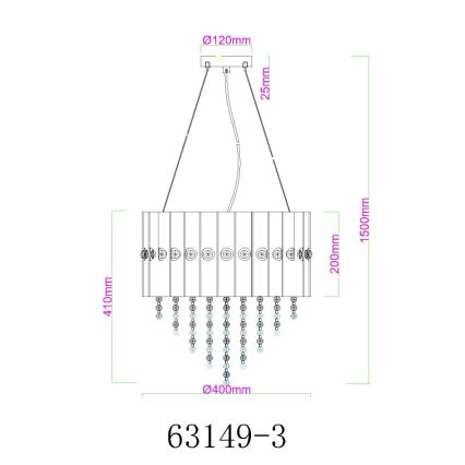 Globo - Pendel 3xE27/40W/230V diameter 40 cm