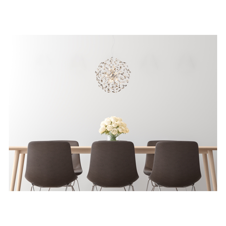 Globo - LED-lysekrone på wire, 9xG9/3,5W/230V, Ø 60 cm, blank krom