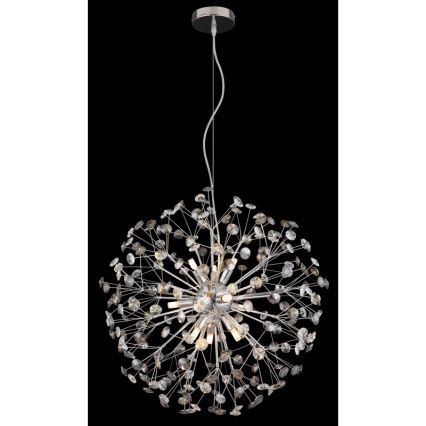 Globo - LED-lysekrone på wire, 9xG9/3,5W/230V, Ø 60 cm, blank krom