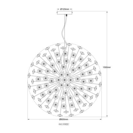 Globo - LED-lysekrone på wire, 9xG9/3,5W/230V, Ø 60 cm, blank krom