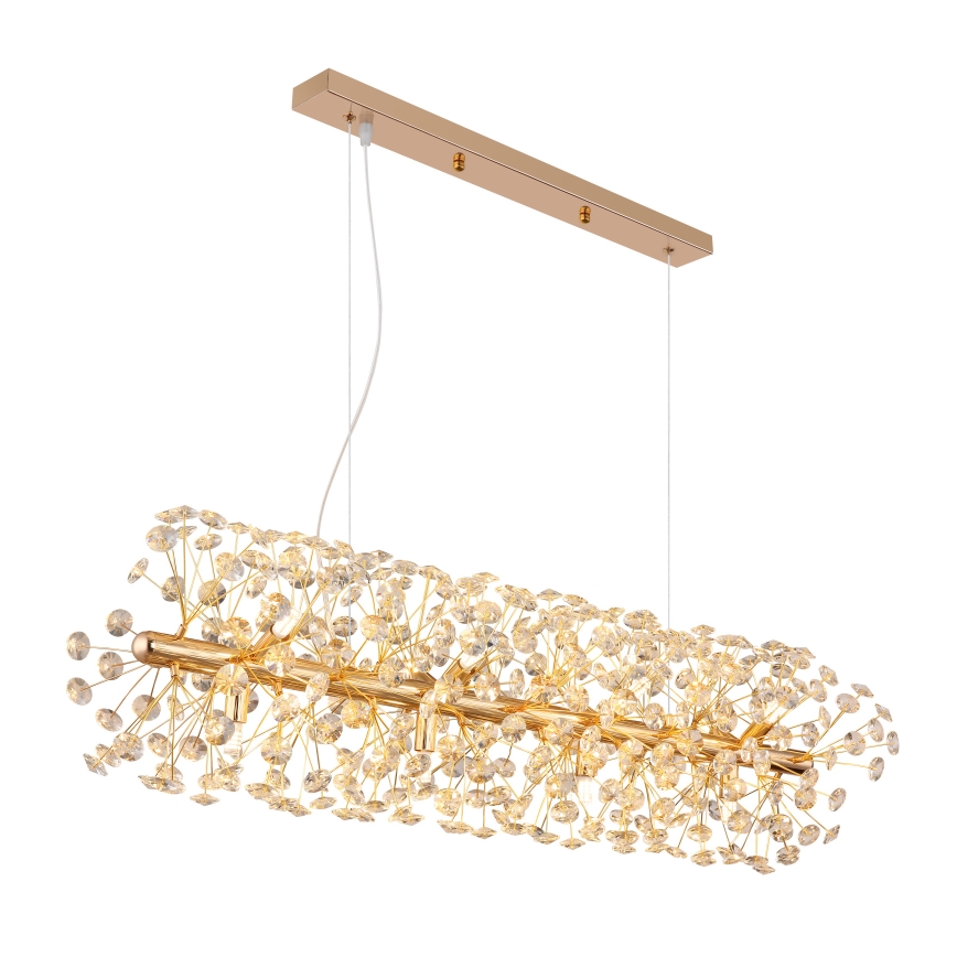 Globo - LED-lysekrone med wireophæng 12xG9/3,5W/230V guldfarvet