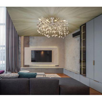 Globo - Loftlampe på stang 7xE14/40W/230V, sølvfarvet