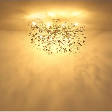 Globo - Loftlampe på stang 7xE14/40W/230V, sølvfarvet