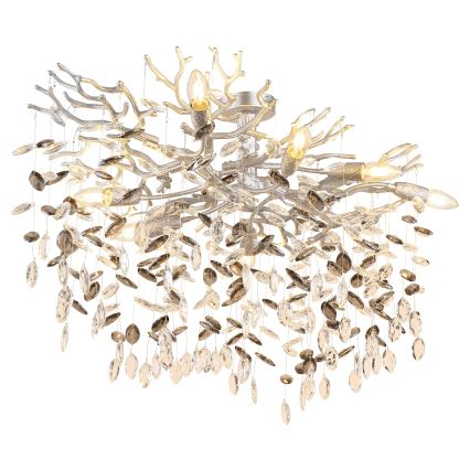 Globo - Loftlampe på stang 7xE14/40W/230V, sølvfarvet