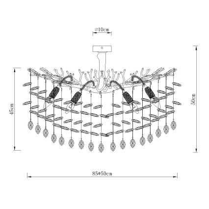 Globo - Loftlampe på stang 7xE14/40W/230V, sølvfarvet