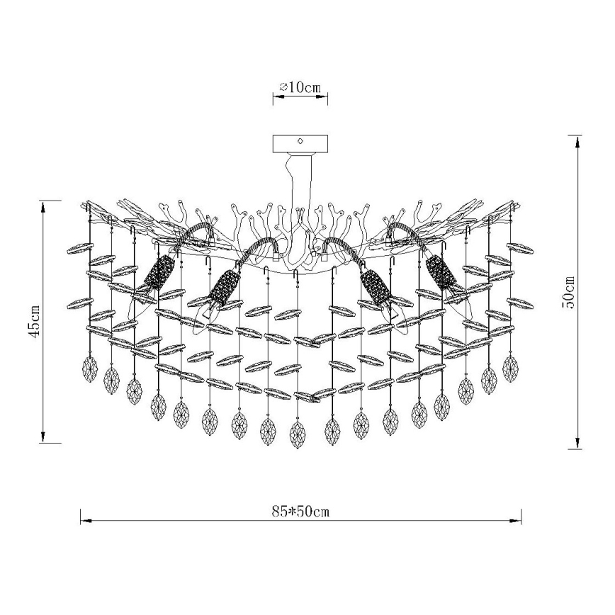 Globo - Loftlampe på stang 7xE14/40W/230V, sølvfarvet