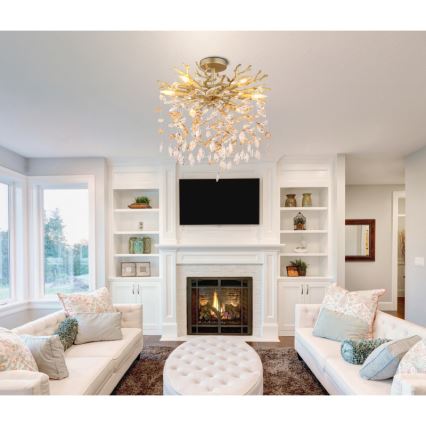 Globo - Loftlampe på stang 6xE14/40W/230V guld