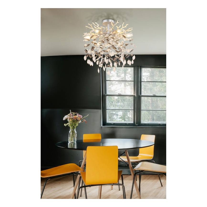 Globo - Lysekrone med stang 6xE14/40W/230V sølv