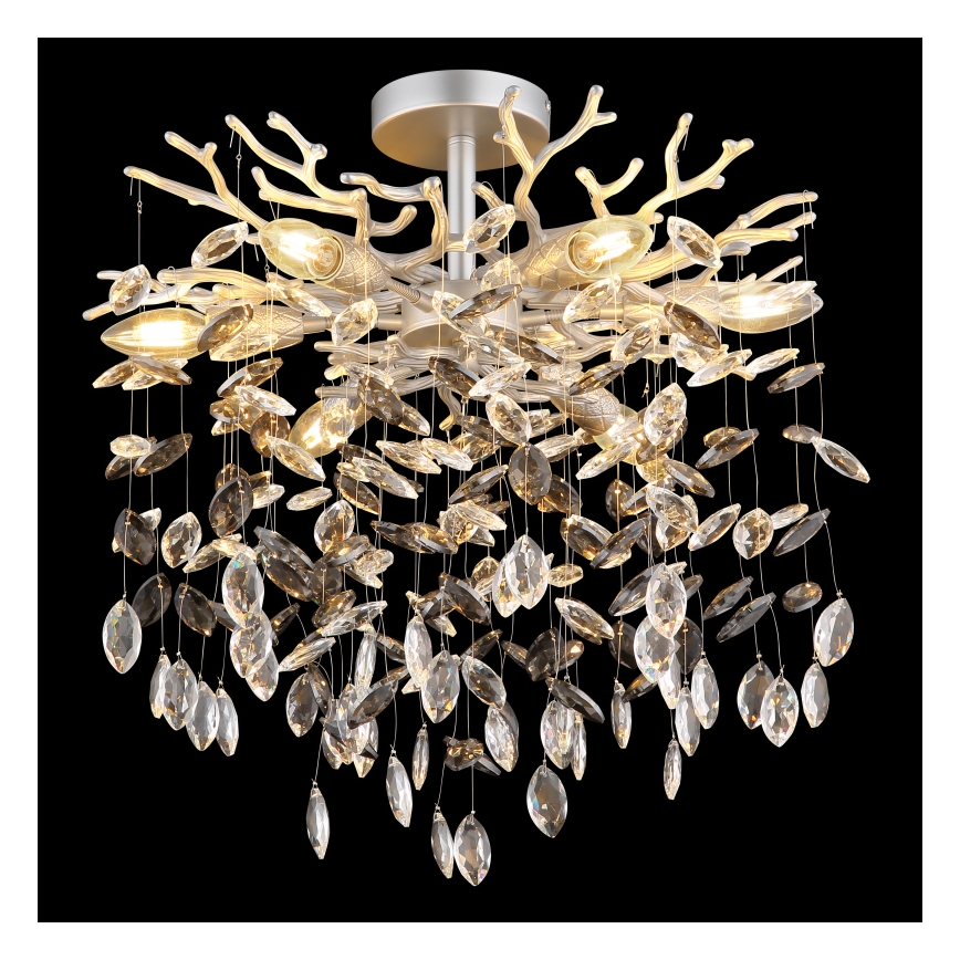 Globo - Lysekrone med stang 6xE14/40W/230V sølv