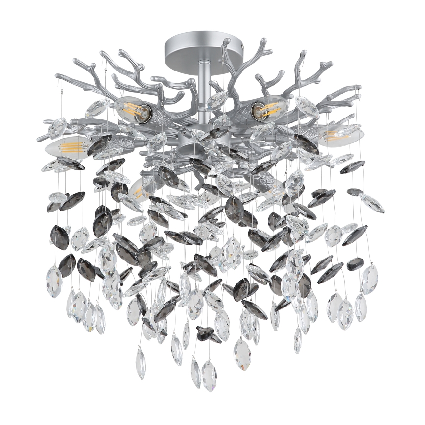 Globo - Lysekrone med stang 6xE14/40W/230V sølv