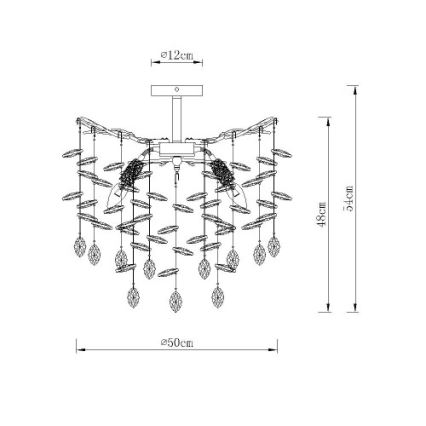 Globo - Lysekrone med stang 6xE14/40W/230V sølv