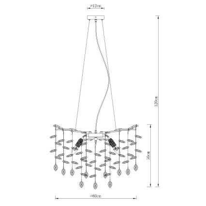 Globo - Lysekrone på kabel 8xE14/40W/230V guld