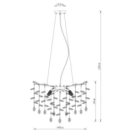 Globo - Lysekrone med wireophæng 8xE14/40W/230V sølv