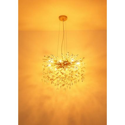 Globo - Pendel med kabel 10xE14/40W/230V guld