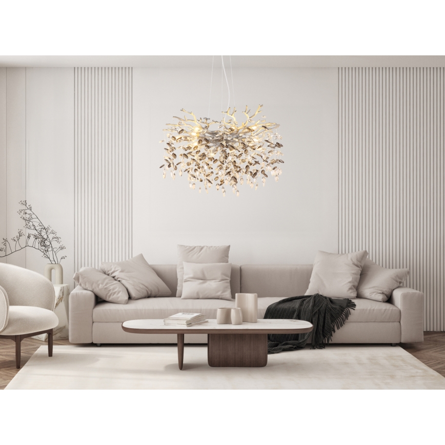 Globo - Kabelophængt lysekrone 10xE14/40W/230V sølvfarvet
