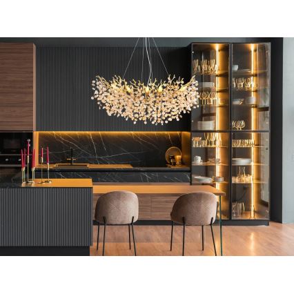Globo - Lysekrone med wireophæng 10xE14/40W/230V, guld