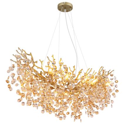 Globo - Lysekrone med wireophæng 10xE14/40W/230V, guld