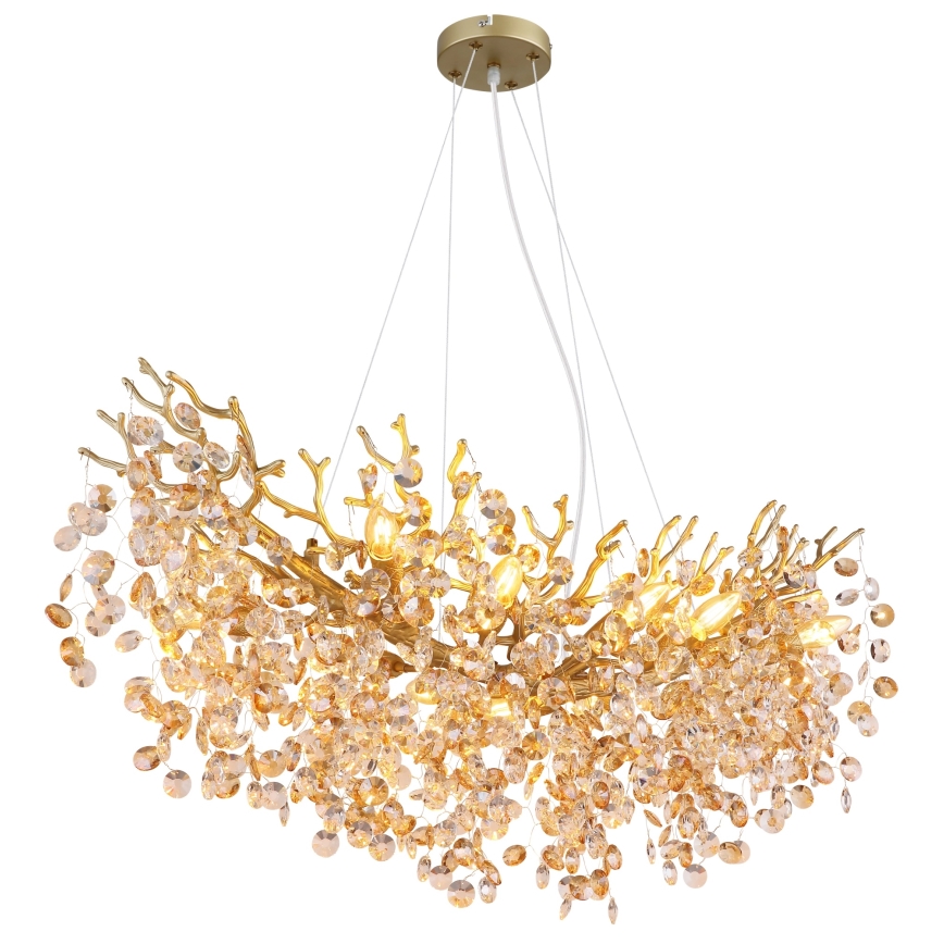 Globo - Lysekrone med wireophæng 10xE14/40W/230V, guld