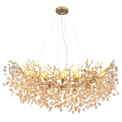 Globo - Lysekrone med wireophæng 10xE14/40W/230V, guld